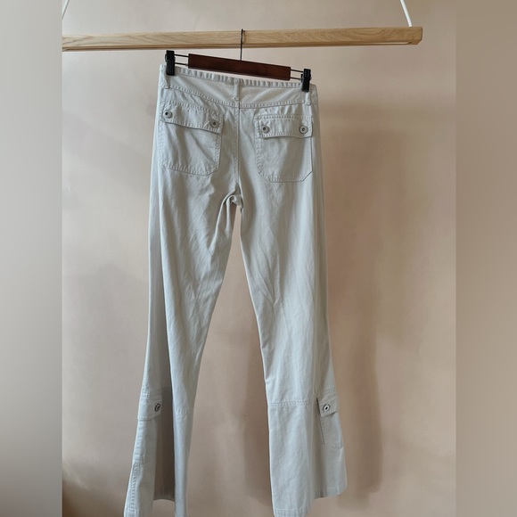 Y2K Vintage Low Rise Beige Flared Cargo Pants - Picture 3 of 4
